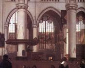 The Interior of the Oude Kerk Amsterdam, during a Sermon - 伊曼纽尔·德·韦特